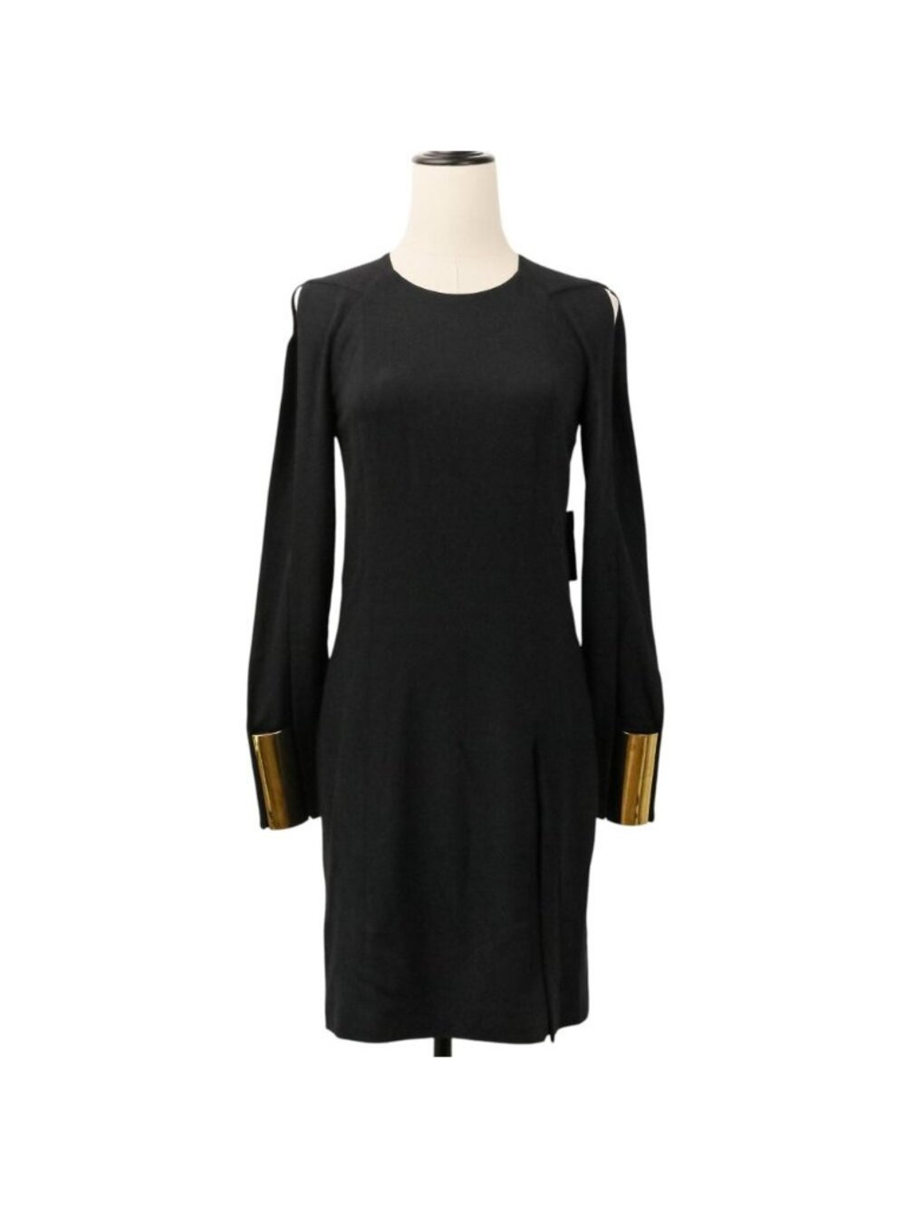 Gucci Frida Era Silk Blend Open Sleeve Gold Metal Cuff Knee-Length Dress 38